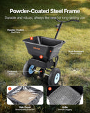 VEVOR Broadcast Spreader, 100LBS4Capacity, Walk-Behind Push Spreader, 0-9.8ft Spreading Width, 13 in All Terrain Pneumatic Tires, Lawn Spreaders with Hopper Grate, for Seed, Fertilizer, Salt, Ice Melt by GreenHaven Gardens