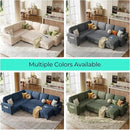 LINSY HOME Sectional Sleeper Sofa with Pull Out Couch Bed - Convertible Plush Corduroy Cloud Couch with Storage Chaise & USB Charging, Comfy Modular Couches for Living Room, Grey by CozyNest Decor