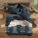 Monbix King Size Comforter Set, Navy Blue King Size Bed Set Reversible, King Comforter Set 7 Pieces, Cationic Dyeing Bed in a Bag with Comforter, Sheets, Pillowcases & Shams by CozyNest Decor