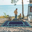 GENIMO 8 ' x 10 ' Outdoor Rug for Patio, Waterproof Indoor Outdoor Plastic Straw Rugs Carpet, Reversible Outside Area Mat for Camping, Balcony Porch, Deck, Picnic, Beach Navy Blue & Jade Green by GreenHaven Gardens