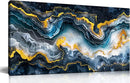 GUGIKA Abstract Wall Art for Living Room, Gold Black and Blue Canvas Wall-Art for Bedroom, Ocean Landscape Print Paintings, Size 40x20 Inches by CozyNest Decor