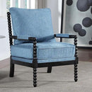 DUHOME Linen Fabric Spindle Accent Chair with Wood Frame,Modern Accent Spool Chairs with Padded Spring Seat and Brushed Blue Base for Living Room Bedroom Farmhouse Home Office Belcony by CozyNest Decor