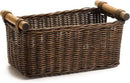 The Basket Lady Petit Pole Handle Wicker Storage Basket, Medium, 12 in L x 6.5 in W x 6 in H, Antique Walnut Brown by GreenHaven Gardens