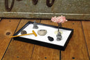 Nature's Mark Mini Zen Garden Kit for Desk with Rake, White Sand, Buddha, Lantern, Black Rectangle Base, River Rocks and Mini Blossom Tree (8Lx5W C) by GreenHaven Gardens