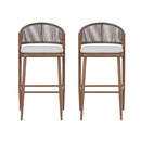 Outdoor Bar Height Metal Frame Counter Stools with Scallop-Shaped Backrest & Water-Resistant Cushions by HouseOfZazla