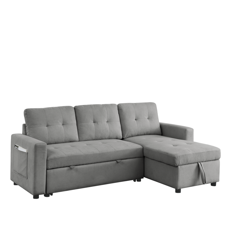 78.5" Sleeper Sofa Bed Reversible Sectional Couch with Storage Chaise and Side storage bag for Small Space Living Room Furniture Set