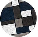 Rugshop Contemporary Modern Boxes Area Rug 6' 6" Navy (6' 6" Diameter) by TinyTreasures Baby Boutique