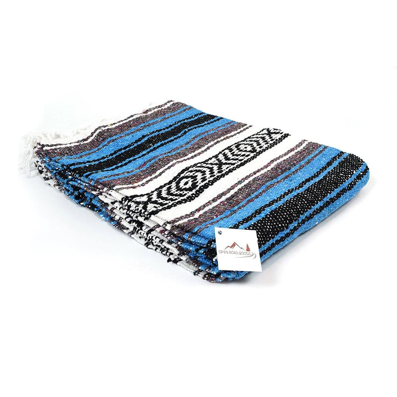 Bright Blue Mexican Falsa Blanket