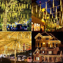 YIQU 2-Pack Extendable Meteor Shower Christmas Lights - 16 Tubes, 384 Led Icicle Lights Perfect for Outdoor, Patio Decorations (Warm White) by GreenHaven Gardens