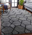 ONASAR Bedroom Living Room Area Rugs 5x8, Grey and Black Geometric Rug Floor Mat for Home Decor Aesthetic, Soft Shaggy Plush Fluffy Moroccan Carpet for Teen Nursery Playroom Dorm Classroom by TinyTreasures Baby Boutique