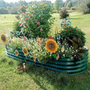 1 Pack 8x3x1.5FT Galvanized Raised Garden Bed Kit Oval Metal Ground Planter Box Outdoor Bottomless Planter Raised Beds for Vegetables Flowers Herbs Fruits, Green by CozyNest Decor
