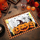 Honoson 100 Pieces Halloween Placemats Happy Halloween Fall Pumpkin Placemats Paper Halloween Place Mats Spooky Ghost Buffalo Plaid Kitchen Mat Double Sided Dinner Table Mats, 14 x 10 Inch by CozyNest Decor