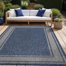 Beverly Rug Large Outdoor Rug 10x14 Modern Bordered Area Rugs for Indoor and Outdoor Patio Deck Porch Garden Waterproof Weather Sun Resistant Washable Outside Carpet (10 x 14 Navy) by CozyNest Decor