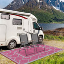 GENIMO 6' x 9' Outdoor Rug Waterproof for Patio Decor, Foldable Reversible Plastic Straw Area Rugs Mat for Camper, Outside Carpet for Rv, Deck, Porch, Picnic, Beach, Balcony, Pink & Grey by CozyNest Decor