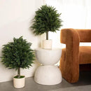 Premium 16" Diameter Artificial Cypress Topiary – Set of 2 Faux Plants in Beige Decorative Planters – UV-Resistant, Weatherproof, Realistic Outdoor & Indoor Greenery by GreenHaven Gardens