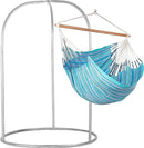 LA SIESTA® - XL King Habana Cotton Hammock & Romano Steel Stand - Indoor Outdoor Hanging Chair Swing for Bedroom Porch Balcony - Boho Hanging Chair - Azure by GreenHaven Gardens
