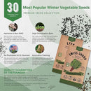 Organo Republic 30 Most Popular Winter Vegetable Garden Seeds Variety Pack- Outdoors/Indoor 8300+ Non-GMO Heirloom Veggie Seeds Broccoli Beet Carrot Cabbage Chives Lettuce Radish Pea Spinach & More by GreenHaven Gardens