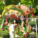 Suzile 50 Pcs Solar Fairy House Garden Accessories Light up Flocked Fairy House Garden Kit Green Resin Miniature Mushroom Figures Micro Landscape Ornament(Stone House) by GreenHaven Gardens