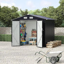 6x8 FT Metal Storage Sheds Outdoor with Floor, Metal Yard Sheds Garden Shed Kit, MetalTool Shed with Lockable Door, Metals UtilitySheds Buildings with Air Vent for Backyard Garden Patio Lawn by GreenHaven Gardens