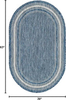 Unique Loom Outdoor Border Collection Area Rug - Soft Border (3' 3" x 5' 3" Oval, Blue/ Ivory) by GreenHaven Gardens