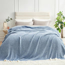 Snuggle Sac Queen Size Bed Blanket Heather Blue, Reversible Super Soft Microfiber Blankets Warm Cozy Knit Fuzzy Plush Bed Blankets, Blue, Queen 90x90 by TinyTreasures Baby Boutique