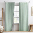RAIN CITY Light Green Linen Blackout Curtains 84 Inch Long for Living Room,2 Panels Pinch Pleated Drape with Hooks Back Tab Boho Decor, Textured Full Black Out Curtains for Bedroom 50 x 84 by CozyNest Decor