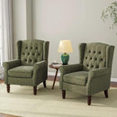 Accent Chair, Upholstered Armchair with Button Tufted High Back & Solid Wood Legs, Comfy Wingback Reading Single Sofa Chair for Small Spaces, Living Room, Bedroom (Green, Set of 1) by CozyNest Decor
