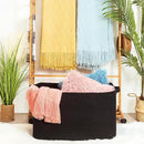 MINTWOOD Design 22in Extra Large Blanket Basket Holder Living Room, Rectangle Rope Woven Storage Basket with Handles for Laundry, Pool Towels, and Shoes, Dog Toy Organizer Bin Box, Full Black by GreenHaven Gardens