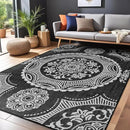 Medallion Outdoor Rug 6x9 Washable Outside Carpet for Indoor Patio Porch Waterproof Easy Cleaning Non Shedding Area Rugs Black 6 x 9 by CozyNest Decor