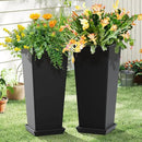 FENCY Set of 2 Tall Planters for Outdoor Plants, 24 Inch Large Tapered Pots with Drainage Trays, Weather-Resistant Plastic Plant Containers for Patio, Porch, Garden, Front Door Decor,Black by CozyNest Decor