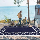GENIMO 8' x 16' Outdoor Rug Waterproof for Patio, Foldable Reversible Plastic Straw Area Rugs Mat for Rv Decor, Outside Carpet for Camper, Deck, Picnic, Beach, Balcony, Porch, Blue & White by GreenHaven Gardens