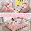 Hobestluk 3 in 1 Bean Bag Chair Giant Bean Bag Chairs for Adults with Ripple Cover Convertible Bean Bag Floor Cushion with Machine Washable Cover for Living Room (Ripple Pink) by CozyNest Decor