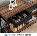 Tribesigns 70.8" Console Table with 3 Drawers, Farmhouse Entryway Table with Storage Shelf, Narrow Long Sofa Foyer Table for Entryway, Hallway (Brown/Black) by CozyNest Decor