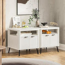 Nightstand with Charging Station, 24" End Table Side Table with Open Shelf, Modern Large Wood Fluted Bedside Cabinet for Bedroom, Living Room, White by CozyNest Decor