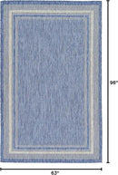 Unique Loom Outdoor Border Collection Area Rug - Soft Border (5' 3" x 8' Rectangle Blue/Ivory) by GreenHaven Gardens