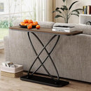 BECHAEO Farmhouse Narrow Console Table for Living Room, 47.4" Rustic Narrow Entryway Table, Sofa Tables Behind The Couch, Industrial Wooden Accent Tables for Hallway, Foyer Walnut by CozyNest Decor