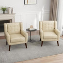 UIXE PU Leather Accent Chairs Set of 2, Modern Arm Club Chair Upholstered Armchair for Living Room, Comfy Single Sofa Seats Button Tufted Reading Seating, Cream by CozyNest Decor