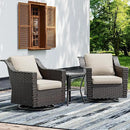 Joyside Wicker Patio Furniture Sets, 3 Pieces Upgraded Large Size Outdoor Furniture with 2 Patio Swivel Chairs and 1 Side Table, Thick Cushions, Wide Armrest by GreenHaven Gardens