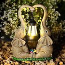 Elephant Statue Easter Garden Decor with LED Solar Lights-Set of 2 Good Luck Elephant Outdoor Statue Christmas Decorations for Yard Patio,Porch,Home -Mothers Day Gifts for Women, Mom, Grandma by GreenHaven Gardens