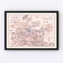 Vintage Map of the Battle of Lutzen, 1813