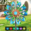 Wind Spinners for Yard and Garden - Wind Sculptures & Spinners, 75 Inch, Navy Blue, Kinetic Art with Solar Powered Multi-Color Glass Ball Light by CozyNest Decor