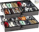 storageLAB Slim Under Bed Storage Containers, Closet Organizers with Sturdy Handles for Clothes, Comforters, and Accessories, Use Under or at the End of the Bed - 2 Pack, Dark Grey by CozyNest Decor