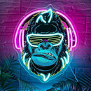 Headphones Gorilla Neon Sign Dimmable Kong Led Neon Light for Wall Decor,Game Room,Man Cave,Home Party Bar Decor,USB Powered Led Sign by CozyNest Decor