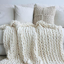 Maetoow Chenille Chunky Knit Blanket Throw （30×40 Inch）, Handmade Warm & Cozy Blanket Couch, Bed, Home Decor, Soft Breathable Fleece Banket, Christmas Thick and Giant Yarn Throws, Cream by CozyNest Decor