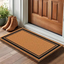 Barnyard Designs Natural Coco Coir Heavy Duty Backing Doormat - Large Cute Non-Slip Front Door Welcome Mat for Outside Entrance or Porch Entry, Brown (17x30, Border) by CozyNest Decor