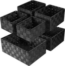 Woven Storage Baskets, Storage Bins, Cube Basket Container Baskets Storage Boxes Organizers for Clothes /Shelves/ Closet, Set of 6 (Black) by TinyTreasures Baby Boutique
