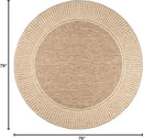 nuLOOM 6'7" Round Outdoor Area Rug, Casual Design With Striped Border, Stain Resistant, Highly Durable, For Patio, Balcony, Bedroom, Living Room, Dining Room, Bathroom, Light Brown by CozyNest Decor