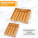 Bellsal Silverware Organizer Kitchen Drawer Organizer Expandable Bamboo Utensil Holder Cutlery Tray for Kitchen Utensil and Flatware Bedroom Office by CozyNest Decor