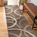 Rugshop Modern Wavy Circles Design Runner Rug 2'7" x 8' Brown by TinyTreasures Baby Boutique