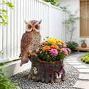 Sitting Owl with Tree Trunk Garden Planter by HouseOfZazla
